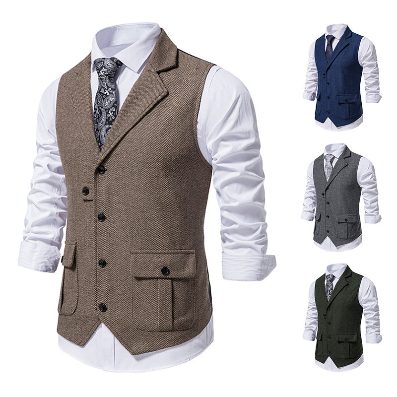Ärmellose Weste mit Revers-Tasche für Herren