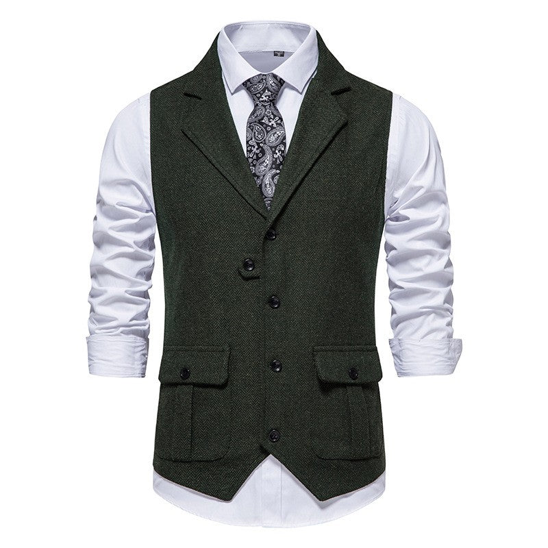 Ärmellose Weste mit Revers-Tasche für Herren