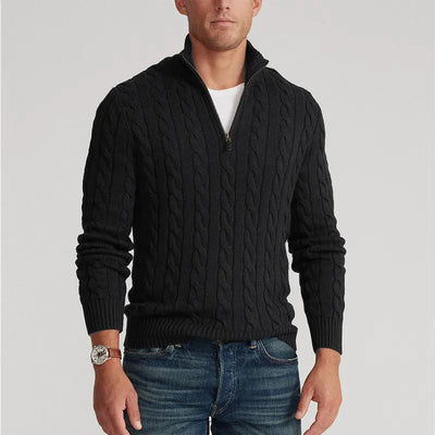 Modischer Zopfstrickpullover mit Reißverschluss für Männer