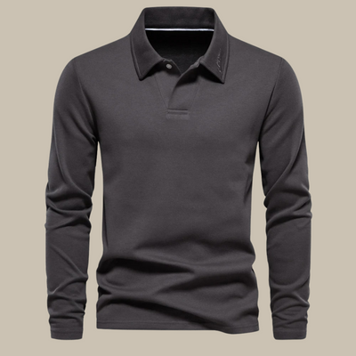 Stylisches langärmeliges Basic-Poloshirt für Männer