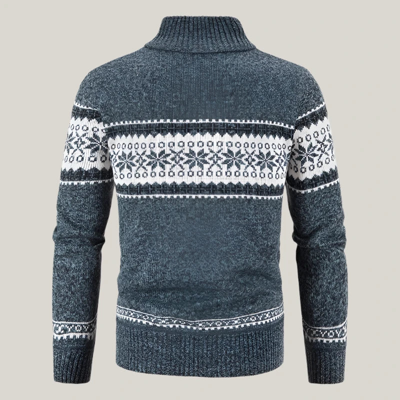 Warme Herrenstrickjacke mit Kragen