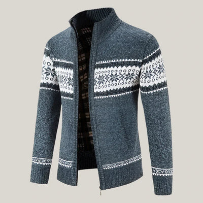 Warme Herrenstrickjacke mit Kragen