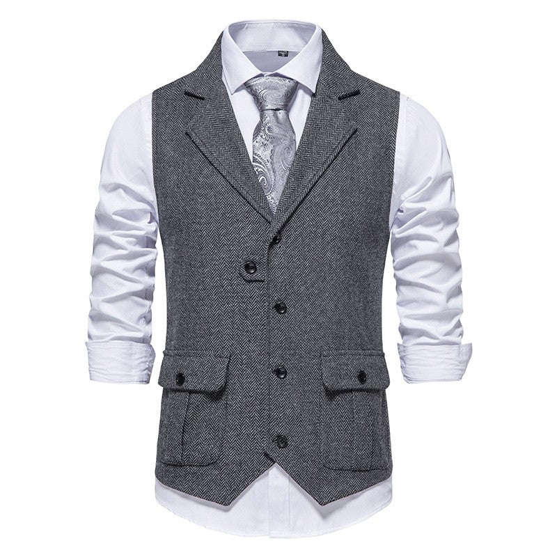 Ärmellose Weste mit Revers-Tasche für Herren