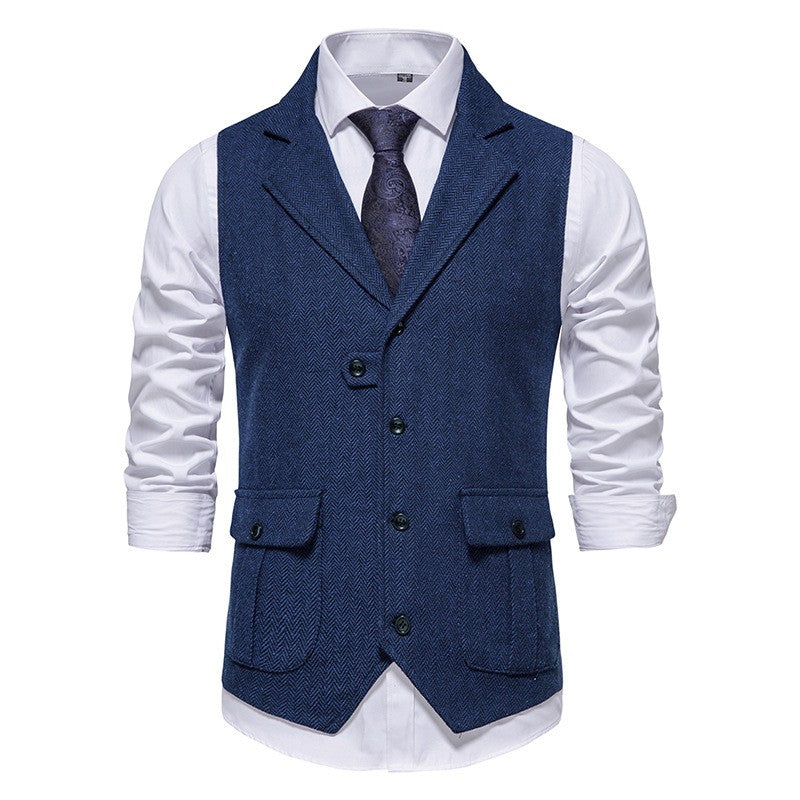 Ärmellose Weste mit Revers-Tasche für Herren
