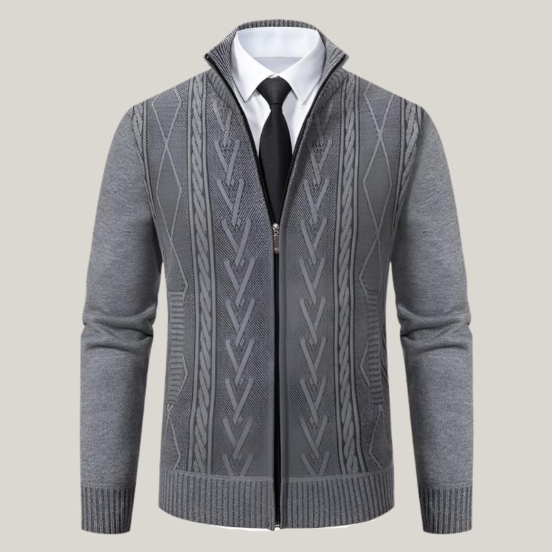 Moderne Zopfmuster Herren Strickjacke mit Kragen