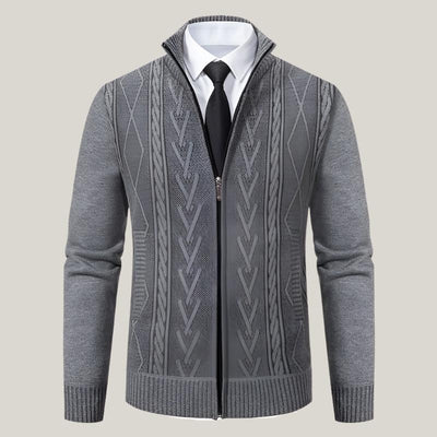 Moderne Zopfmuster Herren Strickjacke mit Kragen