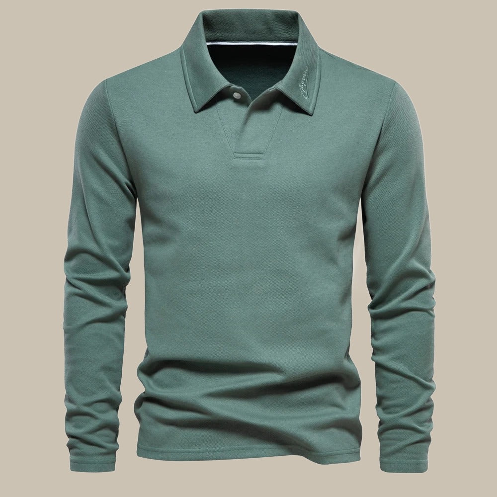 Stylisches langärmeliges Basic-Poloshirt für Männer