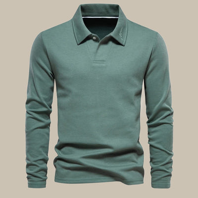 Stylisches langärmeliges Basic-Poloshirt für Männer