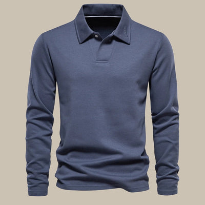 Stylisches langärmeliges Basic-Poloshirt für Männer